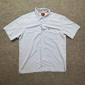 Quiksilver Button Down Shirt Mens M Blue Plaid Short Sleeve Casual Summer Wear